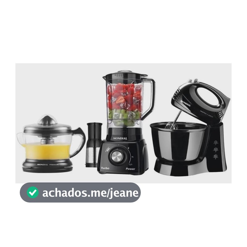 Kit Cozinha Mondial Liquidificador Batedeira E Espremedor KT-105-B