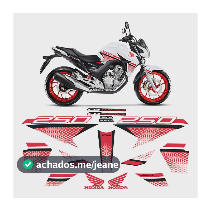 Kit Adesivos Para Honda Cb 250 Twister 2022 Moto Branca Sportinox