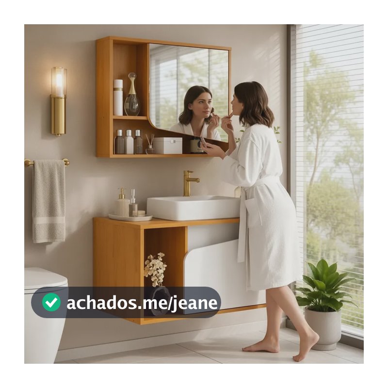 Conjunto Para Banheiro Delta Com Gabinete Pia E Espelho Branco Um Furo Branco / Natura