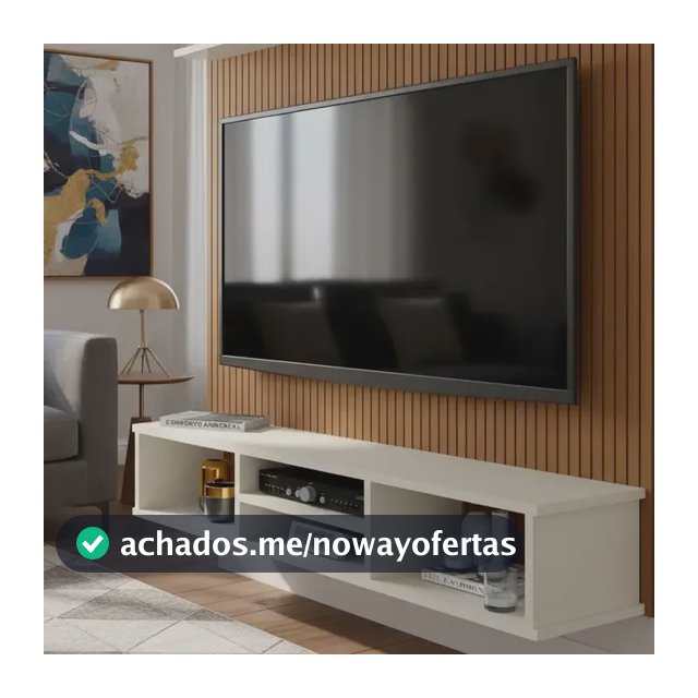 Painel Clique Móveis Tv 50” Ripado 3D Off White com Nichos