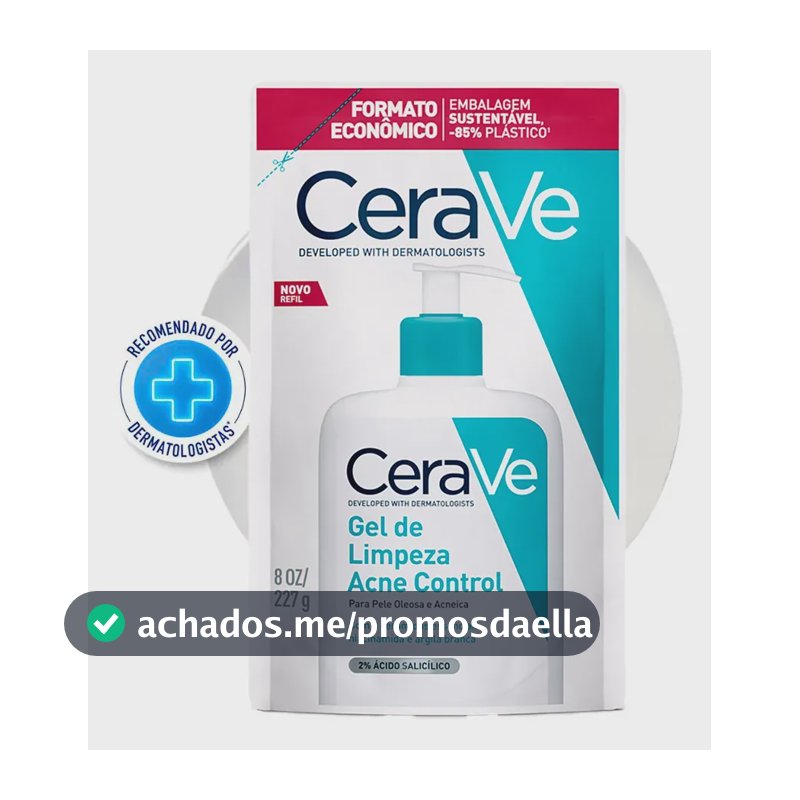 Refil Gel de Limpeza Facial Antiacne Pele Oleosa, Acne Control CeraVe, 227g