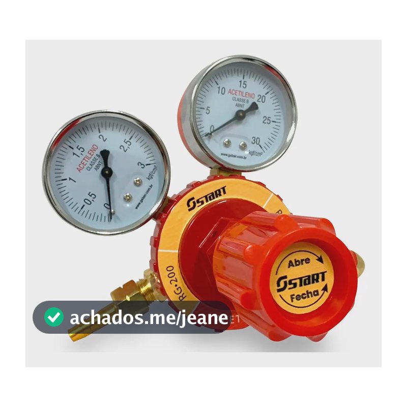 Regulador De Pressão Para Cilindro De Acetileno Com 2 Manômetros Rg200 Start