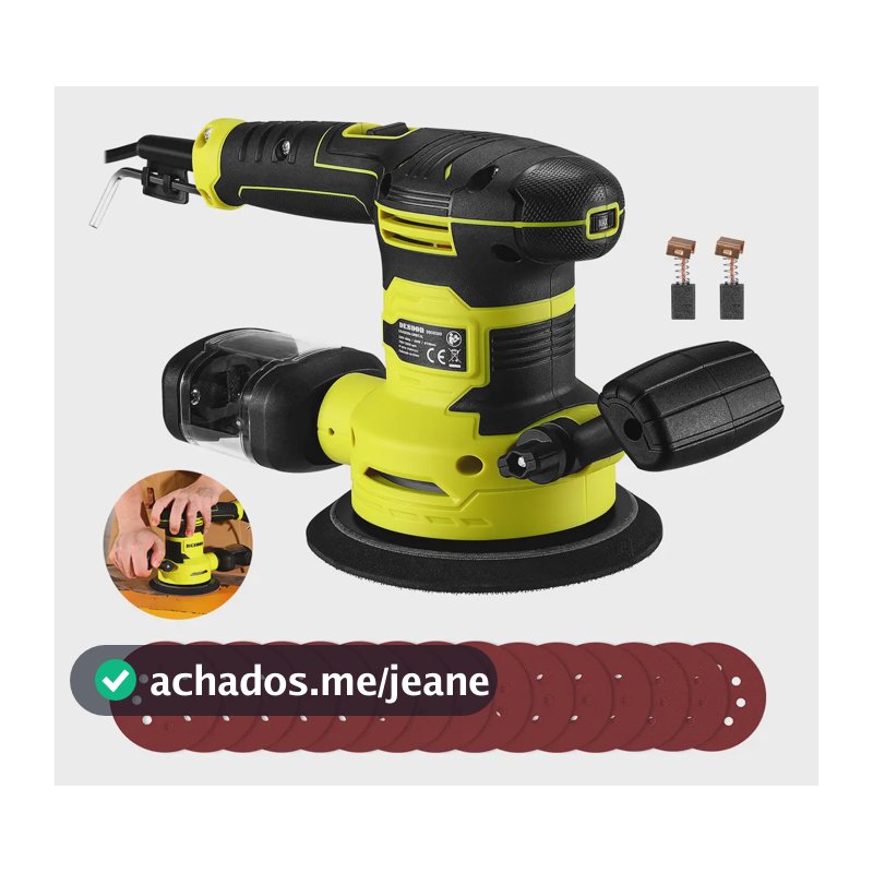 Lixadeira Orbital Eletrica 500w Profissional Com Alça Auxiliar Caixa Coletora De Pó 13000rpm Diâmetro Do Disco De 150mm Desoon
