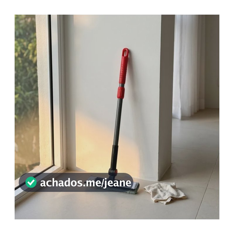 Rodo Limpa Vidros 2 Em 1 Esfregao Cabo 150cm Janela Alta Preto/vermelho