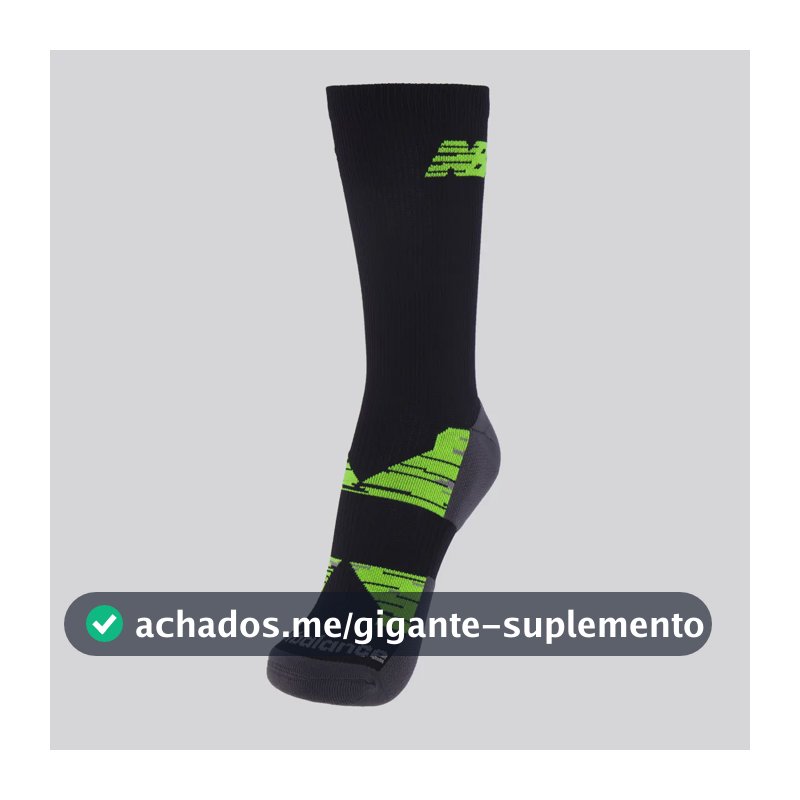 Meia New Balance Cano Longo Performance Preta E Verde Preto-verde - 39-42