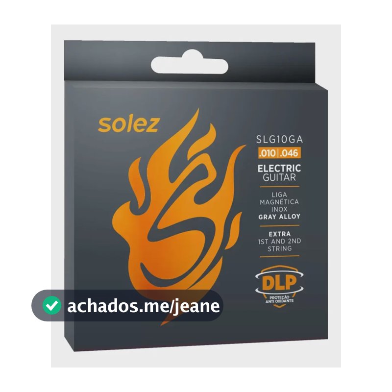 Encordoamento Guitarra Solez 010 Dlp Gray Alloy Slg10ga Jogo Cordas Profissional Resistente Anti-Oxidação