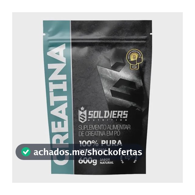 Creatina Monohidratada 600g Soldiers Nutrition 100% Pura Importada Performance Músculo Treino Sem Sabor Sem Sabor