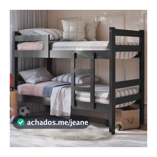 Cama Beliche Solteiro 2 em 1 Ibiza Com Escada E Grade Proteção Reforçada Moderna Para Quarto Cor Preto