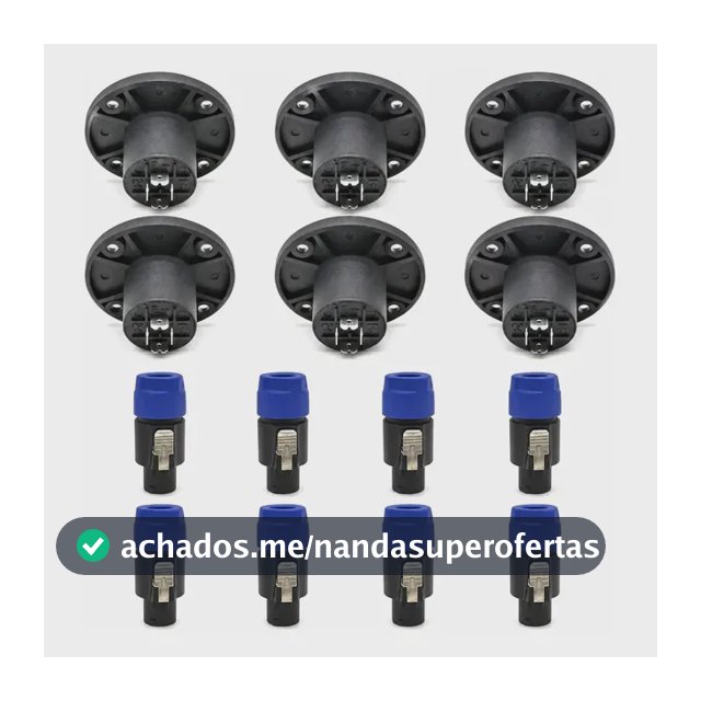 Kit 12 Conector Plug Speakon Bertô (6 Macho + 6 Fêmea) 4 Polos, Terminal Redondo, Corpo em Plástico Resistente, Ideal para Ligar Caixas de Som em Sistemas de Áudio Profissional