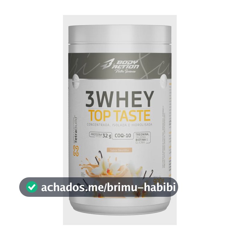 Bodyaction Tradicional Whey 3w Top Taste 900g (concentrado-iso-hidro) - Sabor Baunilha