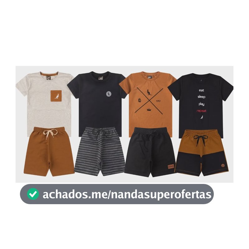 Kit 4 Peças 2 Conjuntos Roupa Infantil Menino Verão Sortido Multicolorido 8