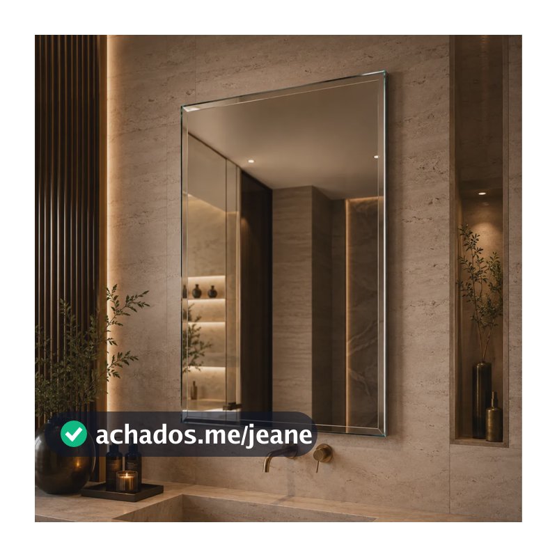 Espelho Mirano Paris 80x40cm Bisote Design Lapidado Moderno Suporte