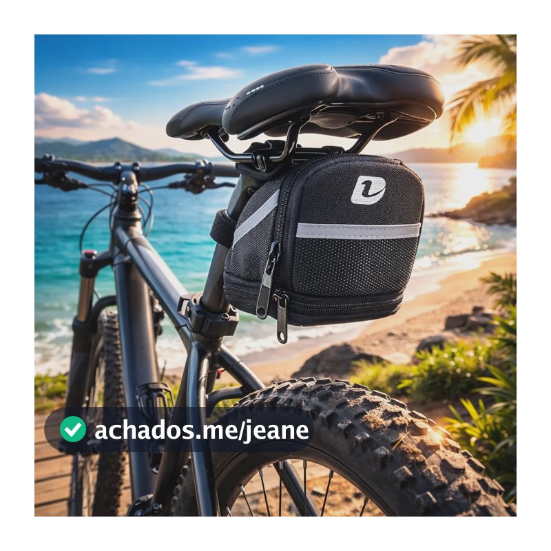 Bolsa De Selim Para Bike C/refletor E Zíper Expansivel Top ! Preto