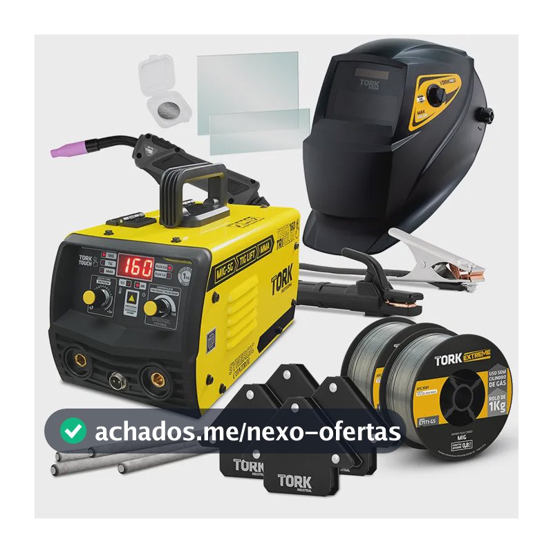 Maquina Solda Mig 160 Sem Gás Tig Mma Mega Combo Trisolda