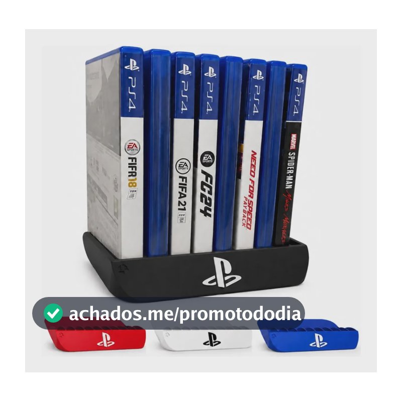Suporte Porta Jogos Playstation Ps5 Ps4 Ps3 Até 10 Jogos Preto