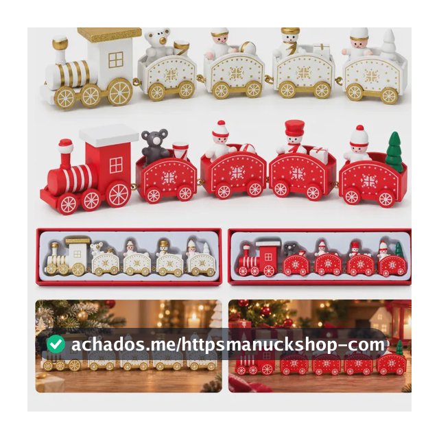 Trem De Natal Decorativo Em Madeira 25 Cm Para Mesa