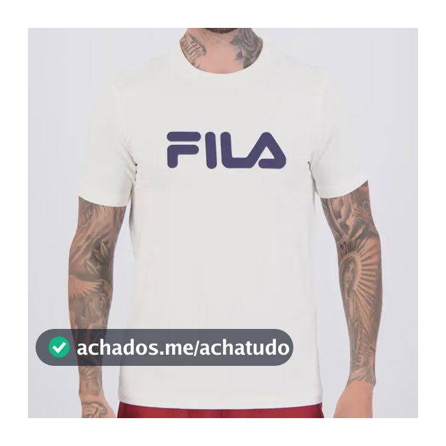 Camiseta Fila Regular Letter Premium Iv Off White E Preta