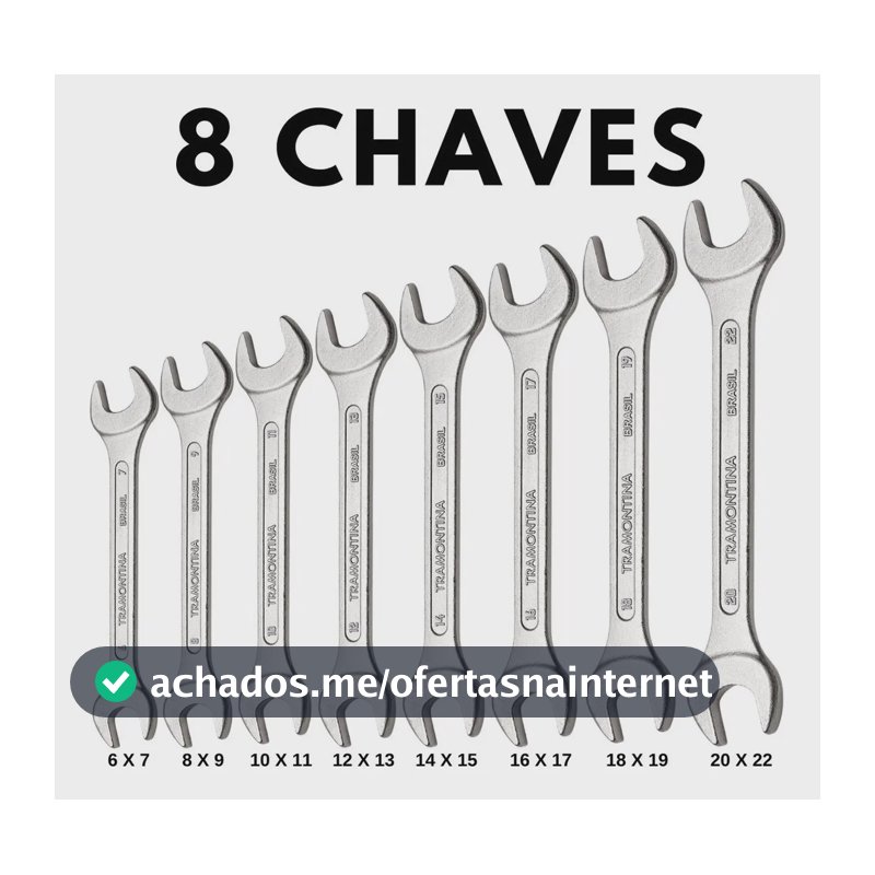 Jogo Chaves Fixas Tramontina Basic Corpo Em Aço Cromado 8pçs