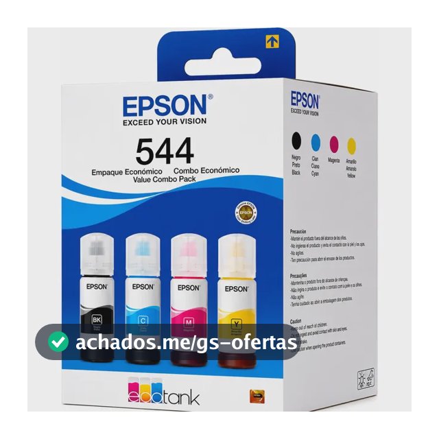 Tintas 544 Original 4 Cores L3250 L3150 L3110 Ecotank Preto