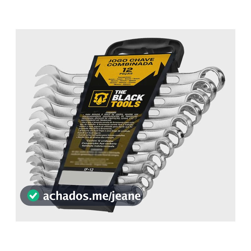 Jogo De Chave Boca E Estrela Combinada 12 Pçs Aço 6 22 Mm Cromada IF-12 The Black Tools