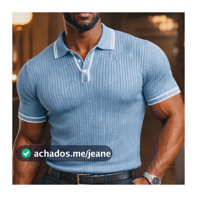 Camisa Polo Masculina Azul Tricot Confortável Executiva