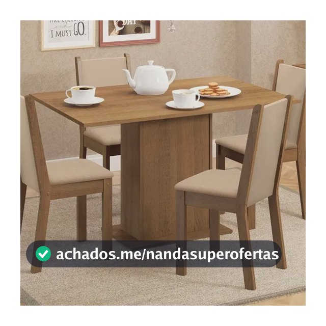 Sala De Jantar Madesa Talita Mesa Tampo Madeira 4 Cadeiras Cor Rustic/Crema/Pérola Desenho do tecido das cadeiras Liso