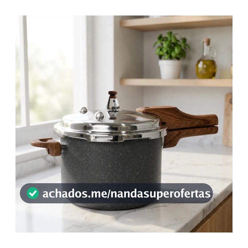 Panela Pressão 4,2l Indução Cerâmica 4 Válvulas Segurança Cor Granito