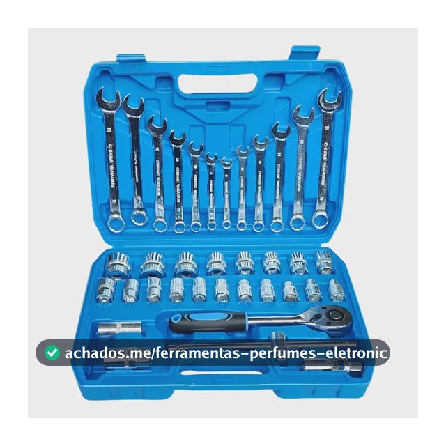 Kit Jogo Soquete E Chave Combinada Catraca 37 Pcs Com Maleta Cinza-escuro