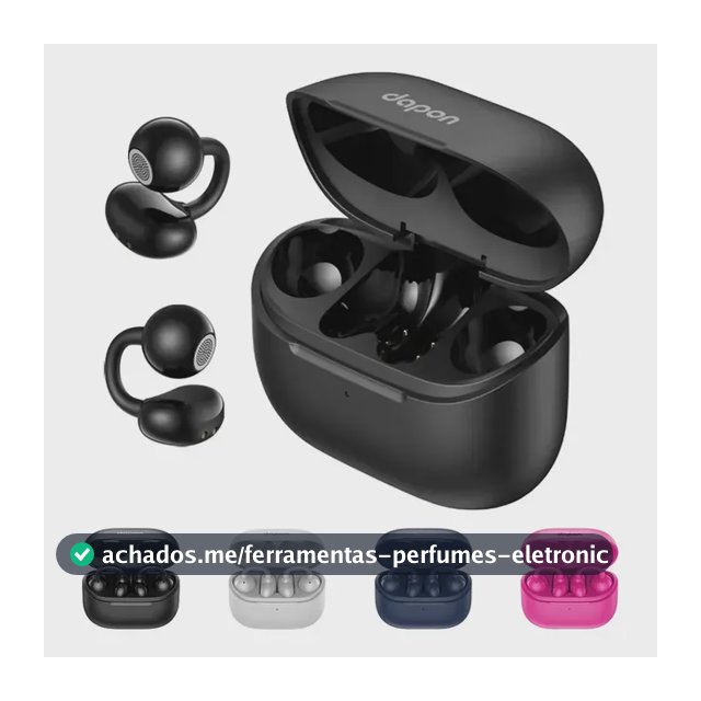 Fone Open Ear Dapon DPF25 Bluetooth 6.0 Sem Fio Com Microfone ENC 6H Tempo de espera de até 200 horas Cor Preto