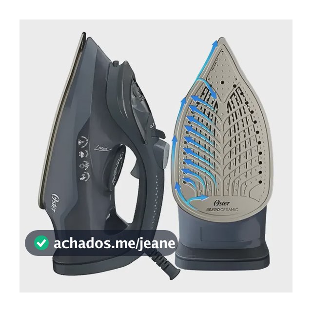 Ferro A Vapor Cerâmica Oster Linha Aeroceramic Compacto Preto 127v