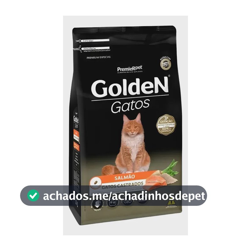 Ração Golden Gatos Adultos Castrados Sabor Salmão 3kg