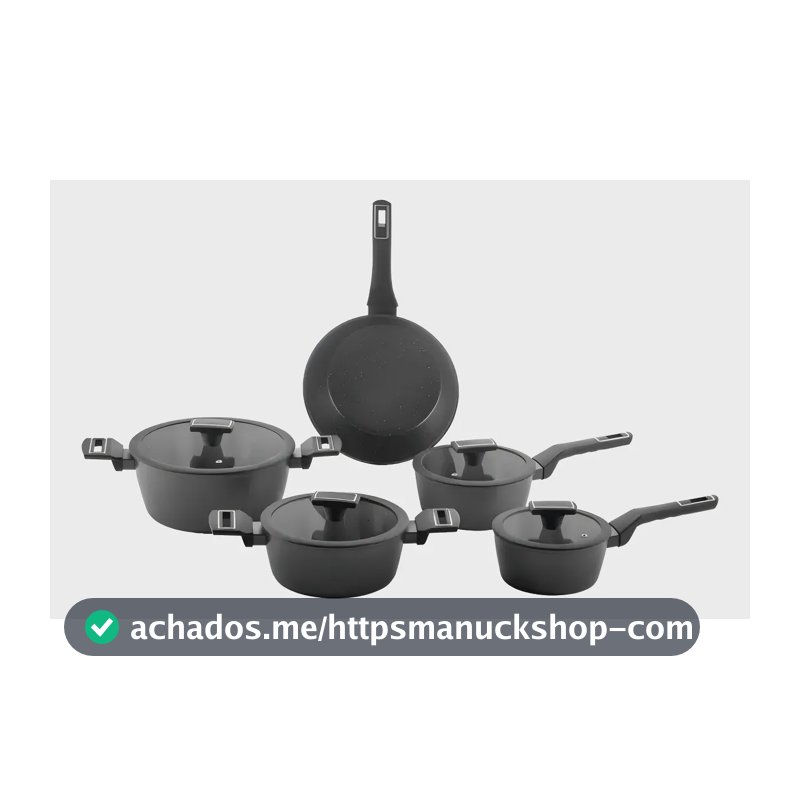 Jogo De Panelas Brinox Cerâmico 5 Pçs Carbon Ceramic Indução Cor Preto