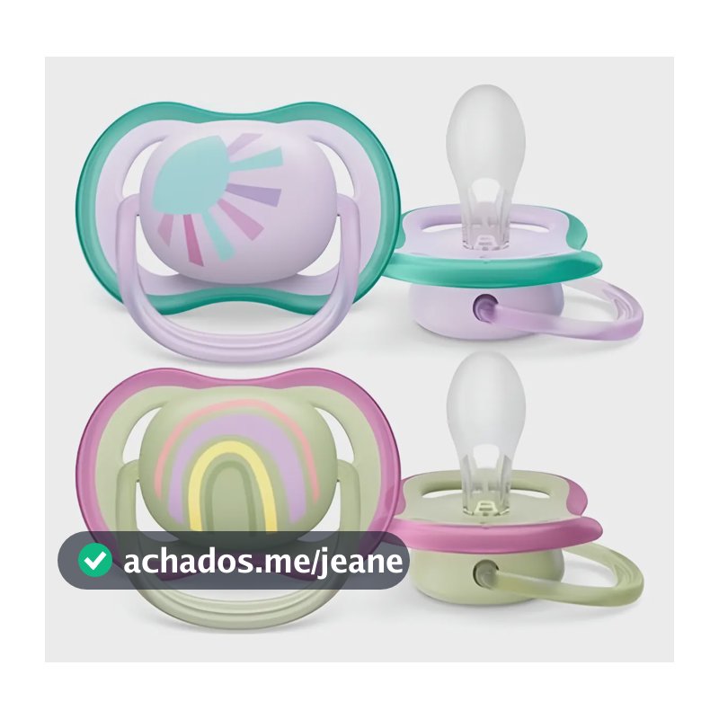 Chupeta Ultra Air 0-6m Rosa E Verde Sol 2un Avent Scf085/59