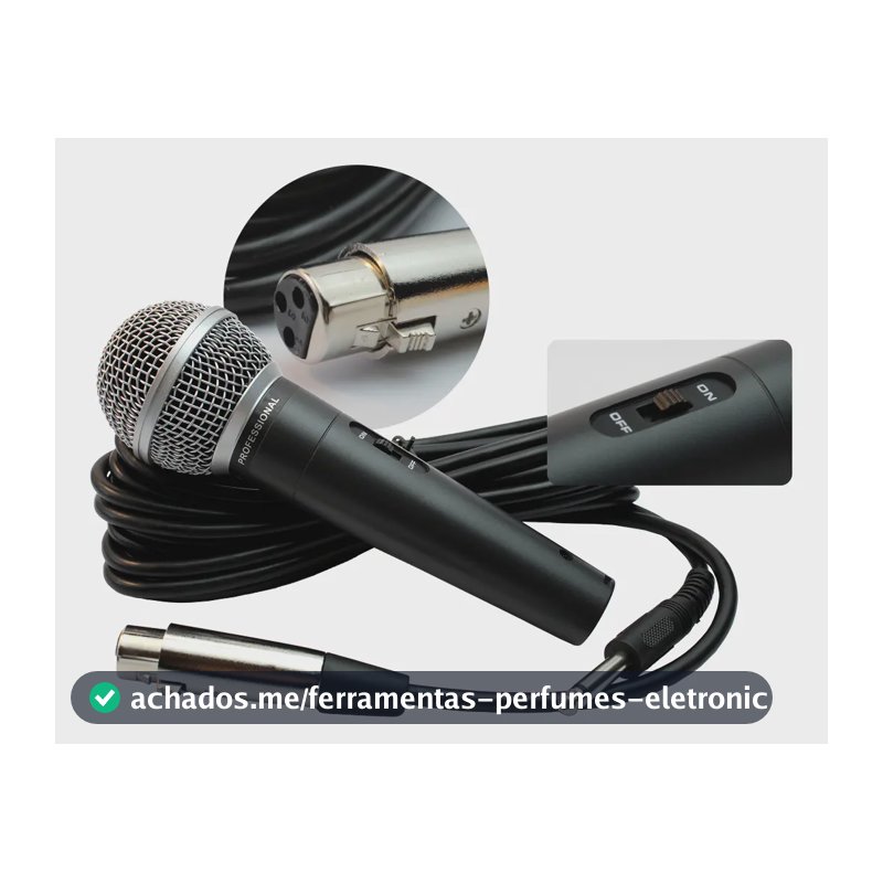 Microfone Com Fio 5 Metros Dinâmico Profissional Para Igreja Karaoke Palestras Eventos Som Potente Diggicom