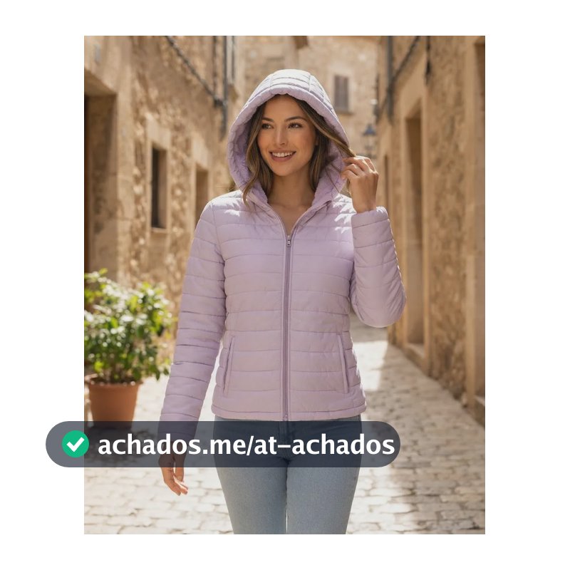 Jaqueta Puffer Feminina Bobojaco Com Capuz 100% Peluciada Lilás P
