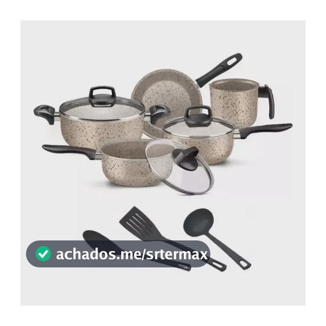 Jogo De Panelas 8 Peças Antiaderente Frigideira Tampa Vidro Marfim