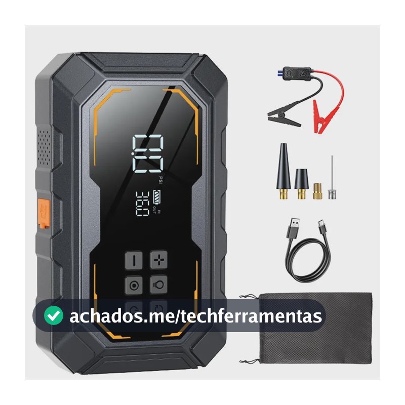 Auxiliar Veicular 3000a Compressor Ar Portátil Emergência