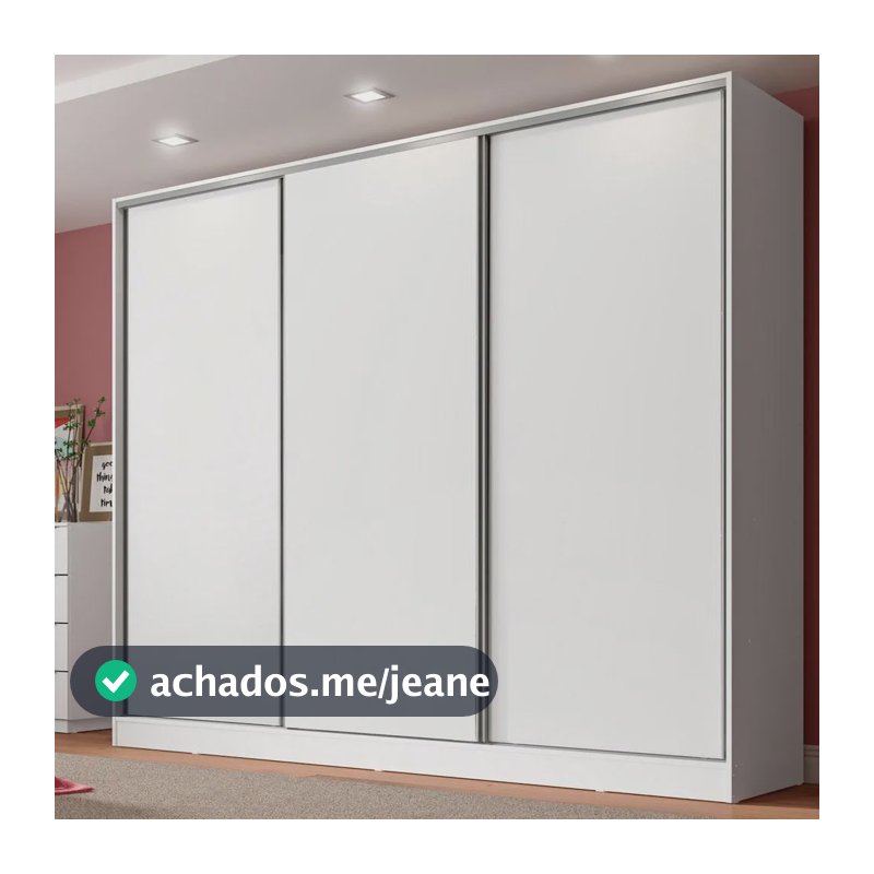 Guarda Roupa Casal 100% Mdf Madesa Royale 3 Portas Correr B Branco