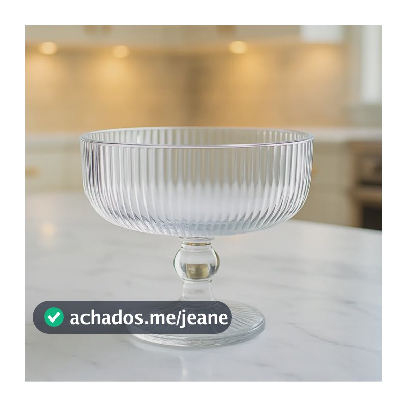 Jogo 6 Taças De Vidro 320ml Sobremesa Sorvetes Doces Taça Copo Transparente Canelado Cristal Luxo Resistente Sofisticado Elegante Luxkitch