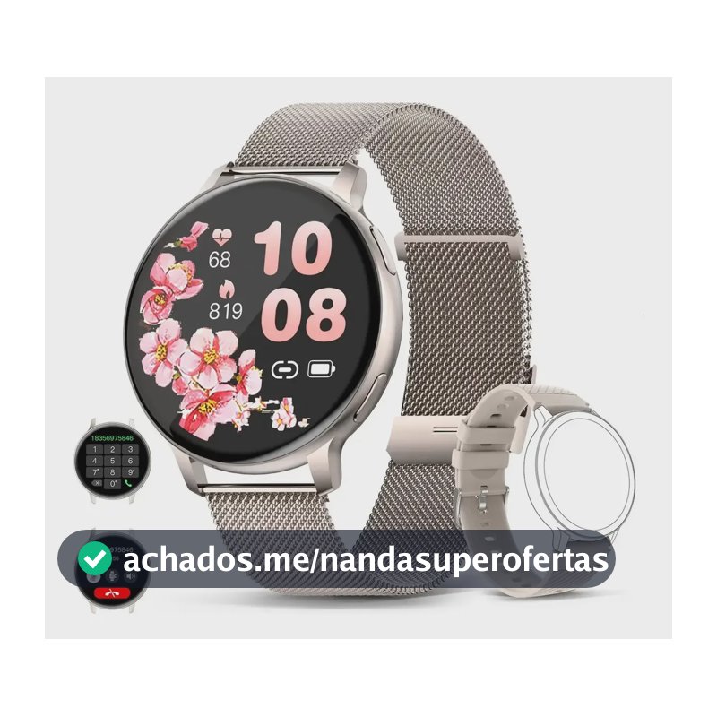 Relógio Smartwatch Relógios Inteligentes Bluetooth Calling Cinza