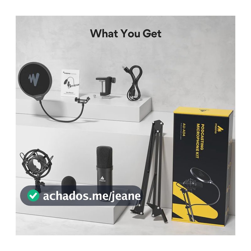 Kit Microfone Usb E Braço Articulado Maono Au-a04 Preto
