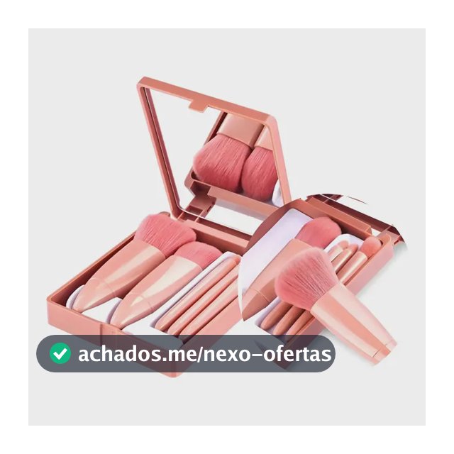 12unid - Kit Com 5 Pinceis De Bolsa Maquiagem Estojo Atacado Rosa