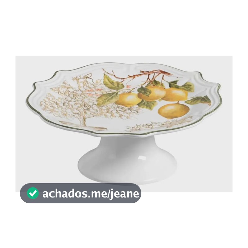 Boleira Suporte P/ Bolo Toscana Limão Siciliano Scalla 28cm Branca - Amarelo