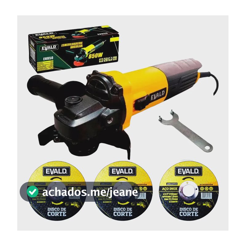 Esmerilhadeira Angular 850w Ev850 Evald + Kit 3 Discos