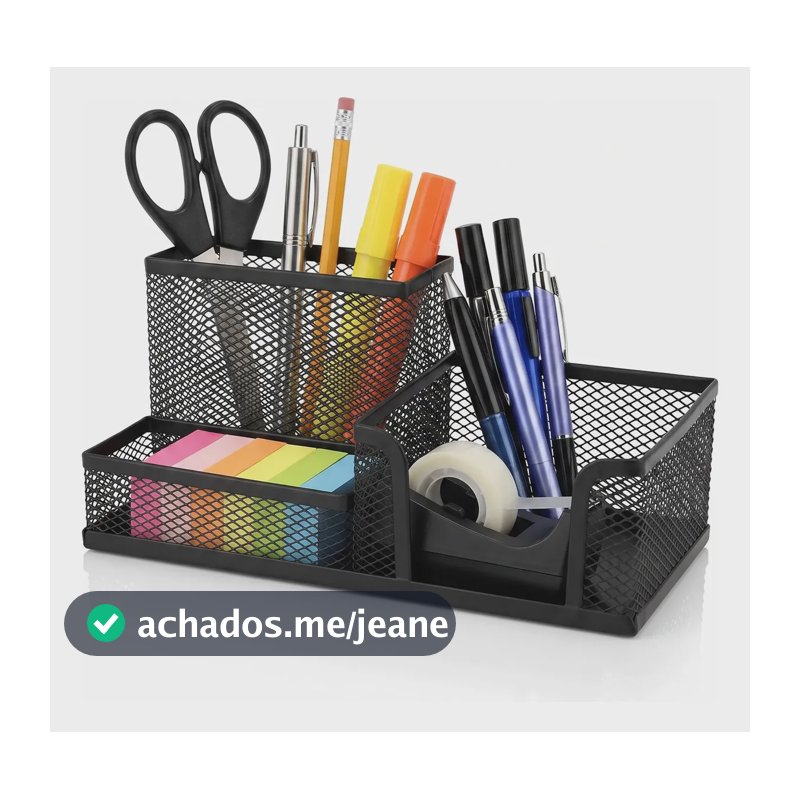Organizador De Mesa Telado Escritório Porta Lápis Porta Canetas Trecos Metal Aramado - Meu Número