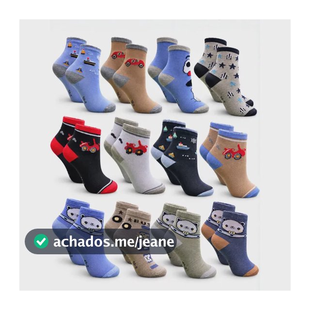 Kit 12 Pares De Meias Infantil Masculina Menino