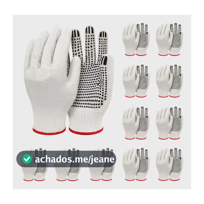 Kit C/ 12 Luva Pedreiro Segurança Pigmentada Malha Proteção