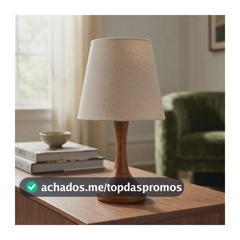 Luminária Abajur De Mesa Madeira Cabeceira Quarto Sala Kids Madeira Algodão 127/220v