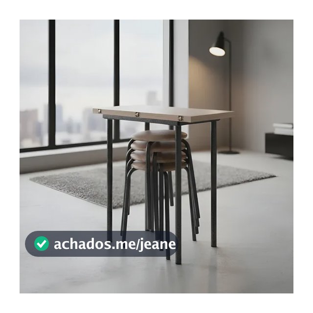 Conjunto Mesa Quadrada 4 Cadeiras Dobráveis Ciplafe Expert Aço Capuccino