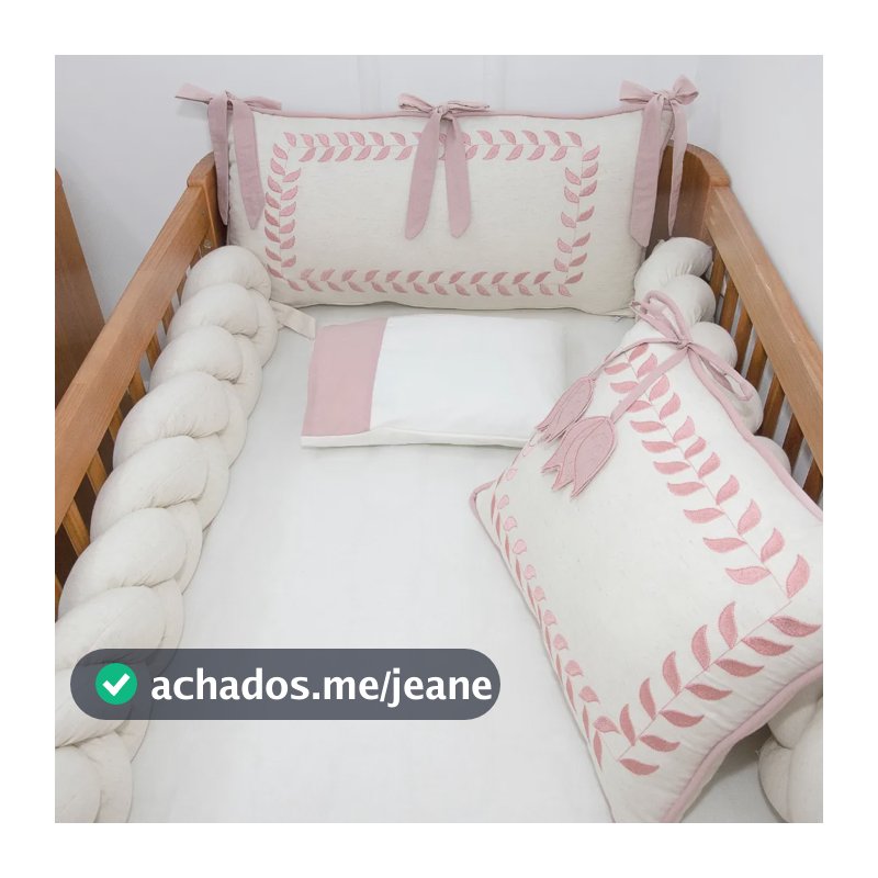 Kit Berço Americano Linho Padrão Luxo Completo Menina Menino Realeza Linho Com Rose